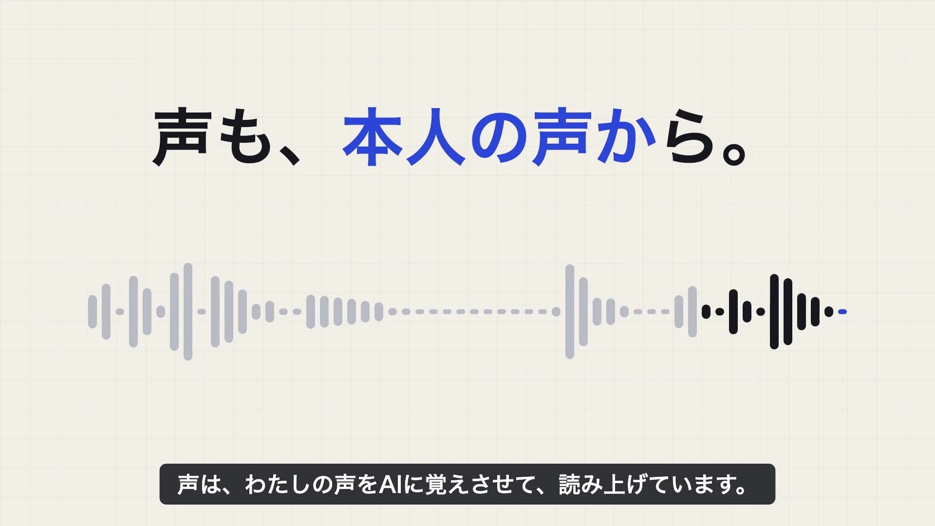 ナレーションの声の大きさに合わせて伸び縮みする波形